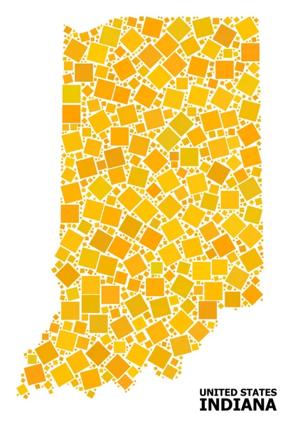 Карта мозаики штата Индиана с золотым поворотом — стоковый вектор