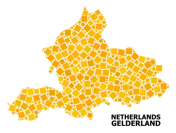 Arany elforgatott Square Pattern Gelderland tartomány térképe — Stock Vector