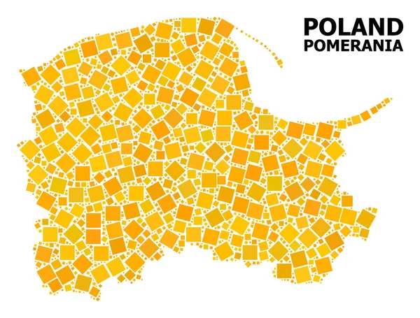 Gold rotierte quadratische Karte der Pommerschen Provinz — Stockvektor