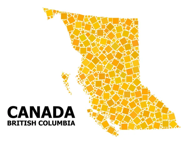 Золота повернута площа мозаїка карта провінції Британська Колумбія — стоковий вектор
