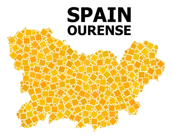 Mapa quadrado girado dourado do mosaico da província de Ourense —  Vetores de Stock