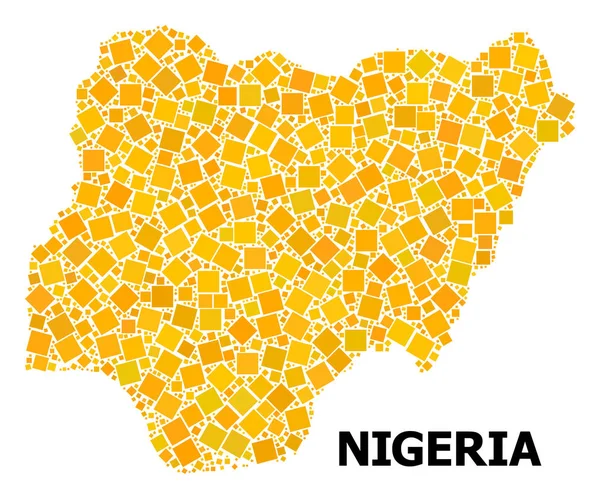 Goldene rotierte quadratische Karte von Nigeria — Stockvektor