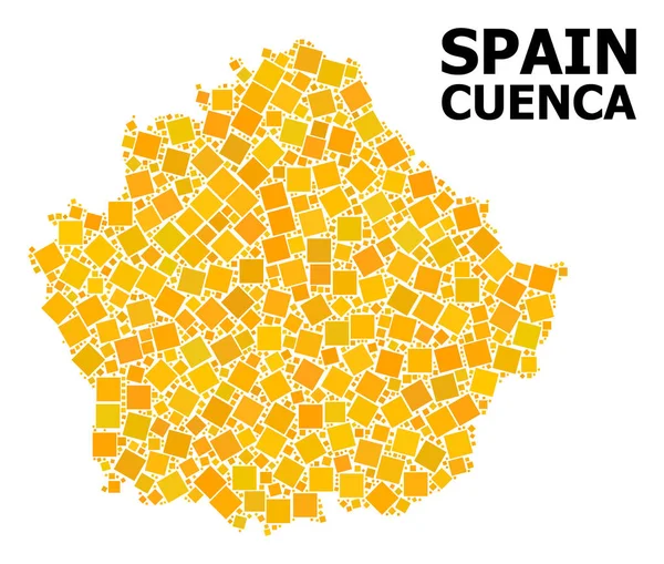Mozaika złota obrócona kwadratowa Mapa prowincji Cuenca — Wektor stockowy