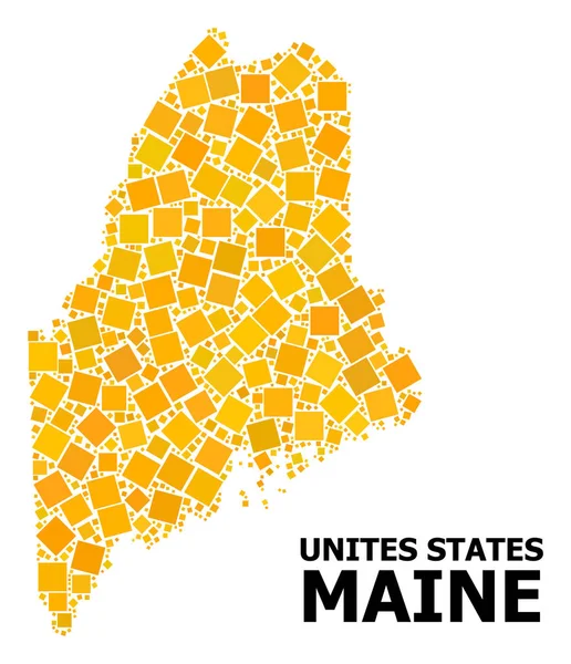 缅因州黄金旋转方形马赛克地图 — 图库矢量图片