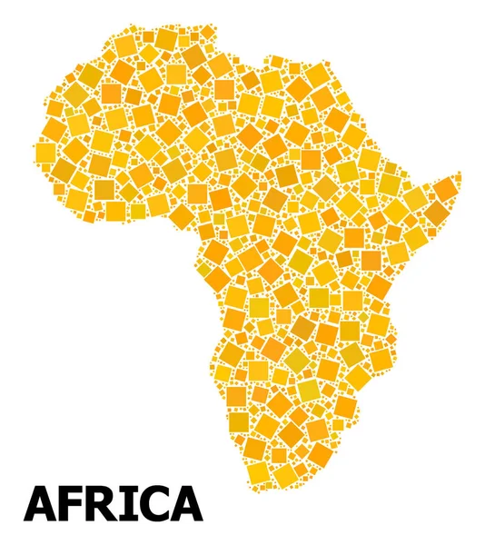 Golden Rotated Square Mosaico Mappa dell'Africa — Vettoriale Stock