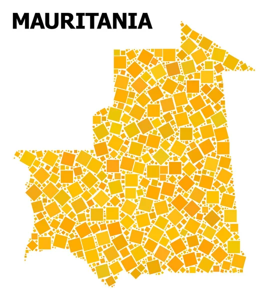 Golden Rotated Square Mosaic Mapa de Mauritania — Vector de stock