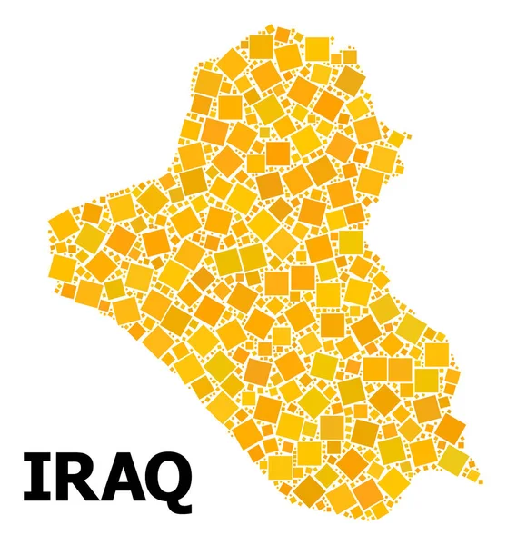 Zlatá, otočená čtvercová mapa v Iráku — Stockový vektor
