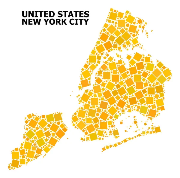 New York şehrinin altın döndürülmüş kare Mozaik Haritası — Stok Vektör