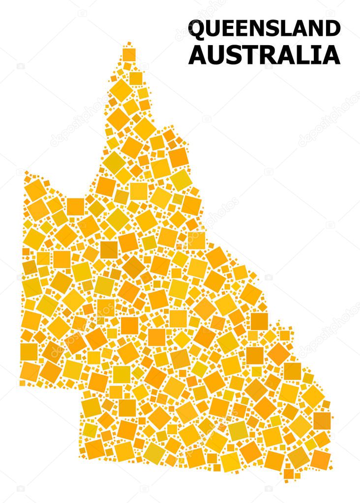 Golden Rotated Square Pattern Map of Australian Queensland