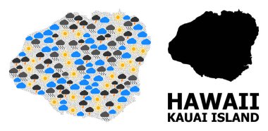Kauai Adası İklim Kolaj Haritası