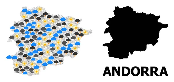 El Tiempo en el Mosaico Mapa de Andorra — Vector de stock