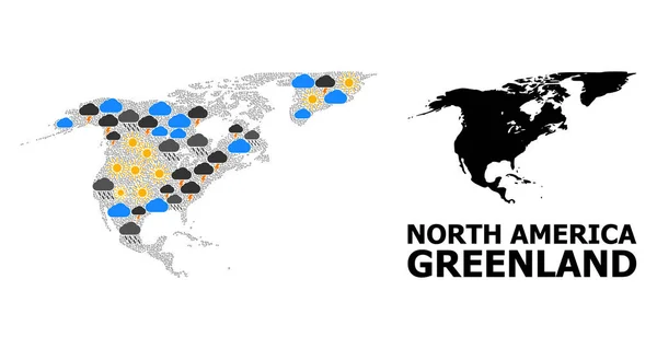 Mapa de Padrão do Tempo da América do Norte e Groenlândia —  Vetores de Stock