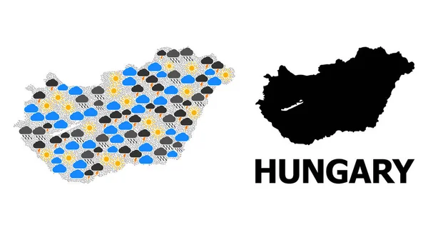 Climate Collage Map of Hungary — Stock Vector