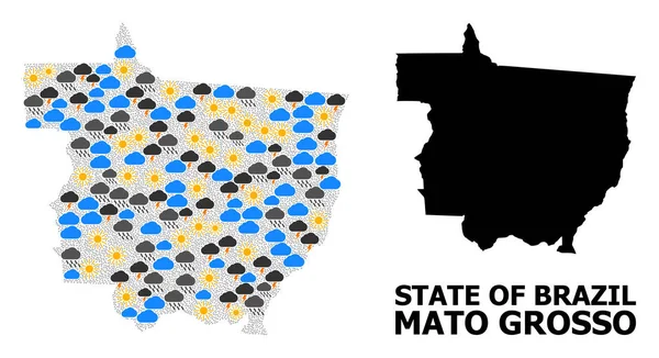 El tiempo en el mapa del mosaico de Mato Grosso Estado — Archivo Imágenes Vectoriales