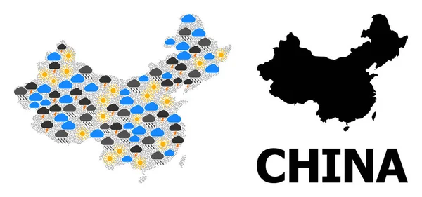 Mappa del collage climatico della Cina — Vettoriale Stock