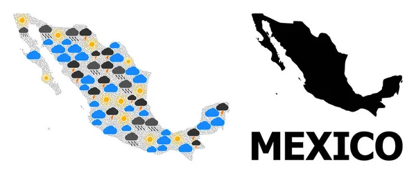 メキシコの天気パターンマップ — ストックベクタ