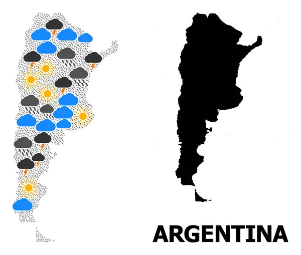 El Tiempo en el Mosaico Mapa de Argentina — Archivo Imágenes Vectoriales