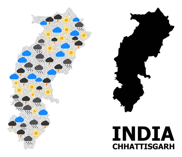 stock vector Weather Collage Map of Chhattisgarh State