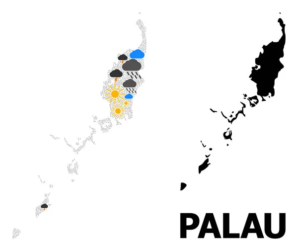 Weer collage kaart van Palau eilanden — Stockvector