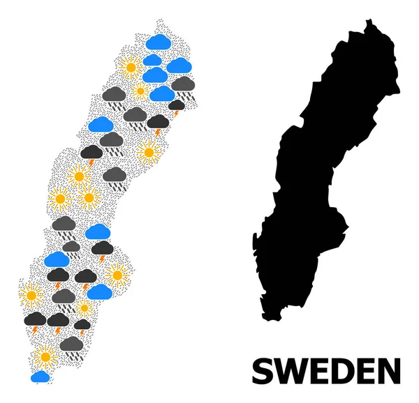 Weather Mosaic Map of Sweden — Stock Vector