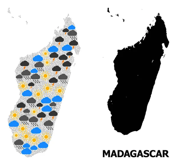 Mapa del tiempo de la isla de Madagascar — Vector de stock
