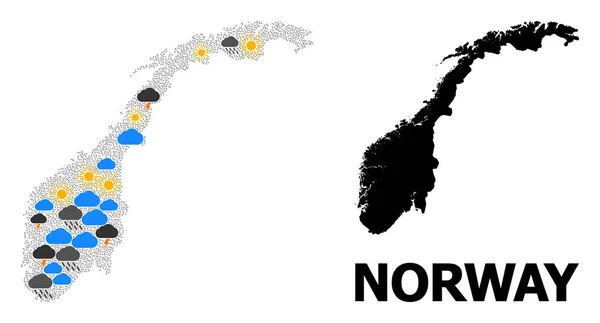 Väder collage karta över Norge — Stock vektor