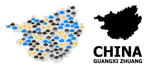 Meteo Mosaico Mappa della Regione di Guangxi Zhuang — Vettoriale Stock