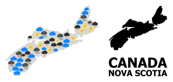 Mappa del Collage Climatico della Provincia della Nuova Scozia — Vettoriale Stock