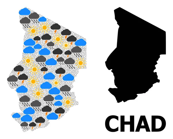 El tiempo Collage Mapa de Chad — Vector de stock