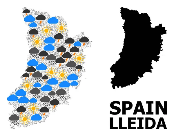 Climate Mosaic Map of Lleida Province — Stock Vector