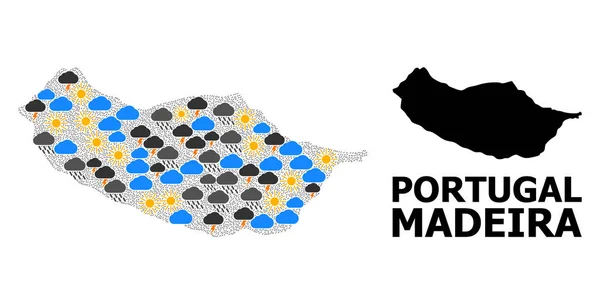 Weather Mosaic Map of Madeira Island — Stock Vector