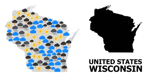 Clima Mosaico Mappa dello stato del Wisconsin — Vettoriale Stock