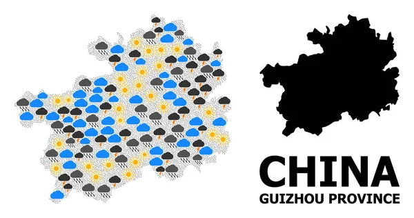 Collage Climático Mapa de Guizhou — Vector de stock