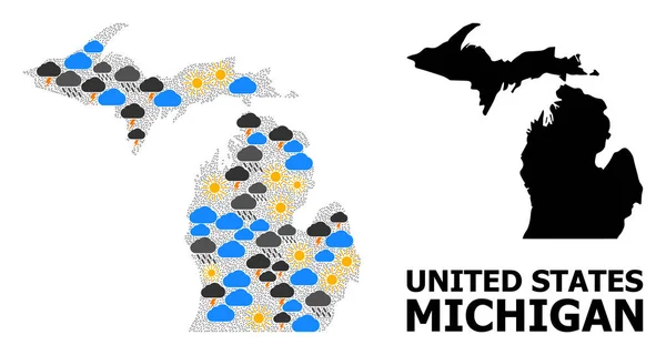 Mappa del modello climatico dello Stato del Michigan — Vettoriale Stock