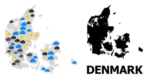 Klimat mosaik karta över Danmark — Stock vektor
