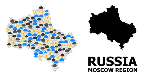 El tiempo Collage Mapa de Moscú Región — Vector de stock
