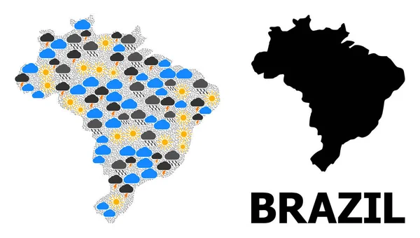 Climate Collage Map of Brazil — Stock Vector