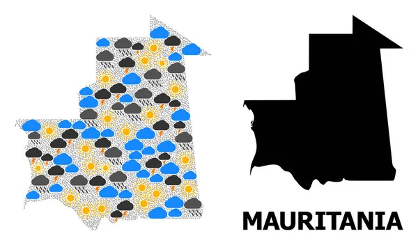 Collage Climático Mapa de Mauritania — Vector de stock