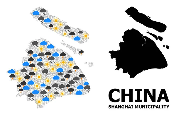 Clima Mosaico Mapa de Shanghai Municipio — Vector de stock