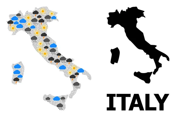 Klimaat collage kaart van Italië — Stockvector