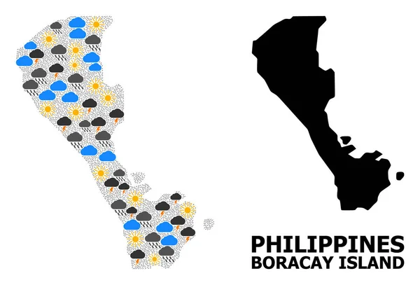 Weather Collage Map of Boracay Island — Stock Vector