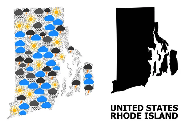 Mapa del patrón climático del estado de Rhode Island — Vector de stock