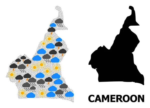 Clima Mosaico Mapa de Camerún — Vector de stock