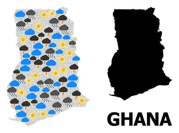 Collage Climático Mapa de Ghana — Vector de stock