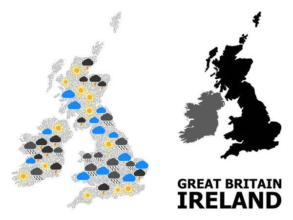 大不列颠和爱尔兰的天气模式地图 — 图库矢量图片