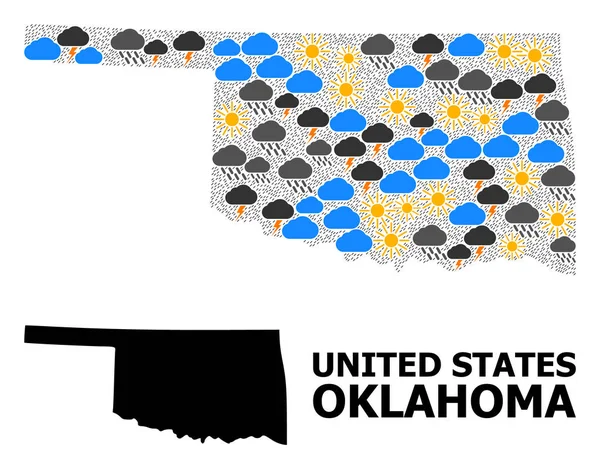Tiempo Collage Mapa del Estado de Oklahoma — Vector de stock