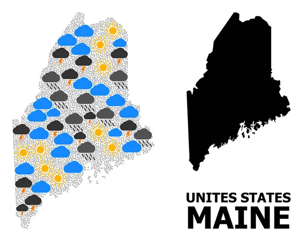 Klimaat patroon kaart van Maine State — Stockvector