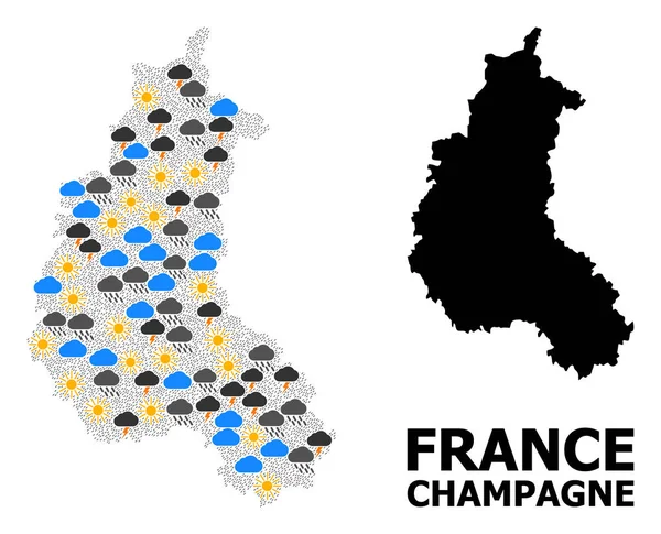 Clima Mosaico Mapa da província de Champagne —  Vetores de Stock