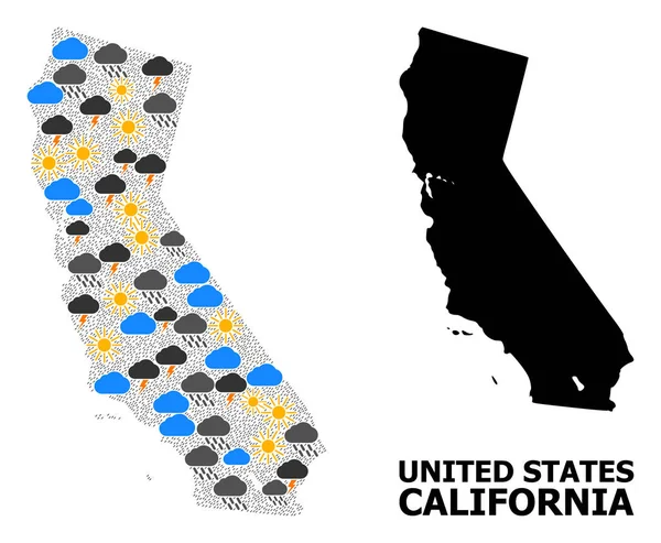 Éghajlat mozaik-Térkép California — Stock Vector