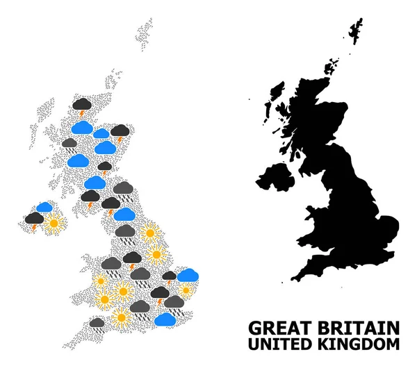 英国天气模式地图 — 图库矢量图片